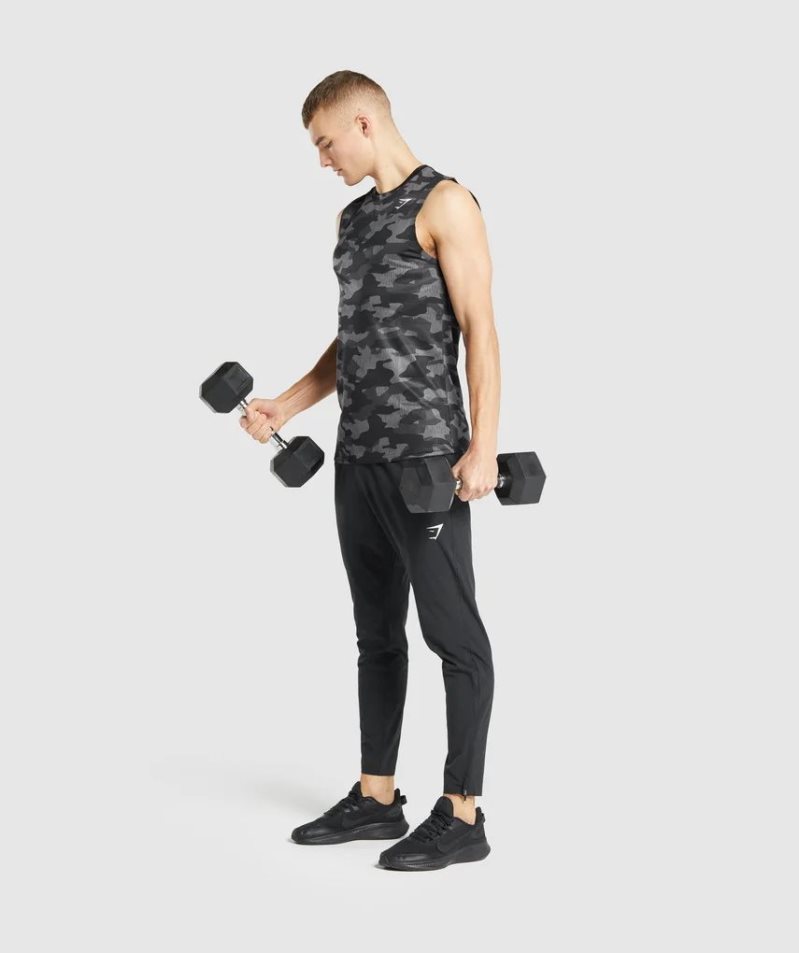 Men's Gymshark Arrival Sleeveless T-Shirts Camo | NZ 5GXFND